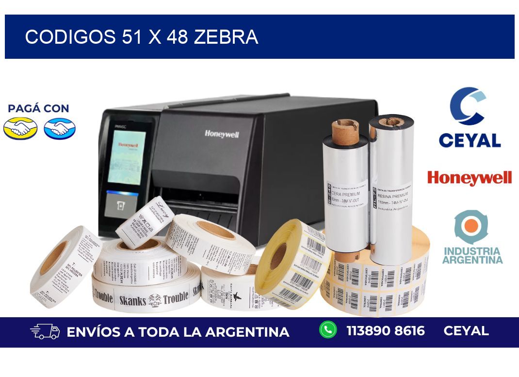 codigos 51 x 48 zebra