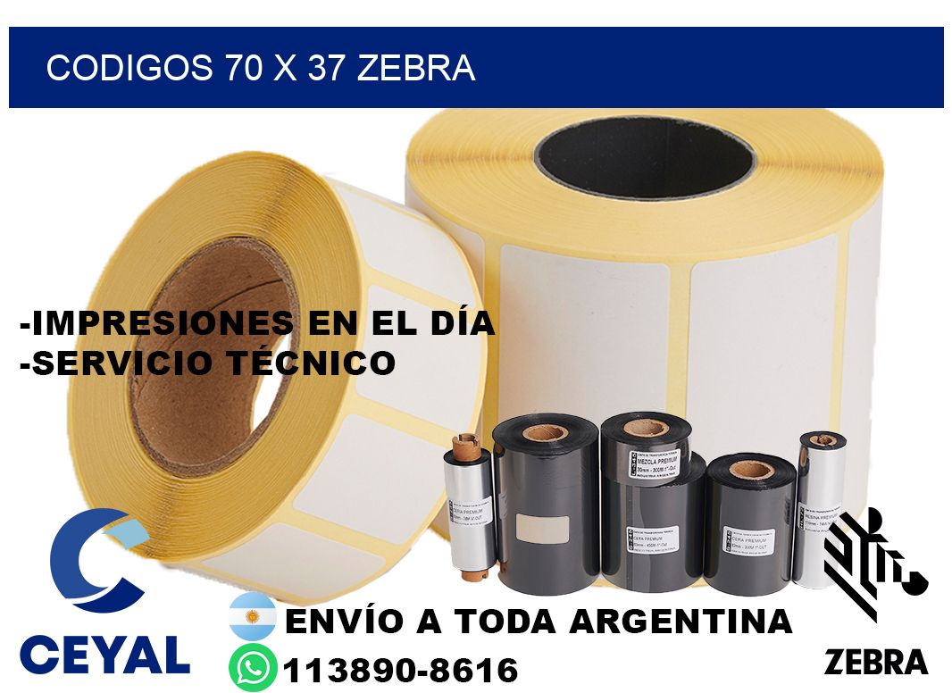codigos 70 x 37 zebra