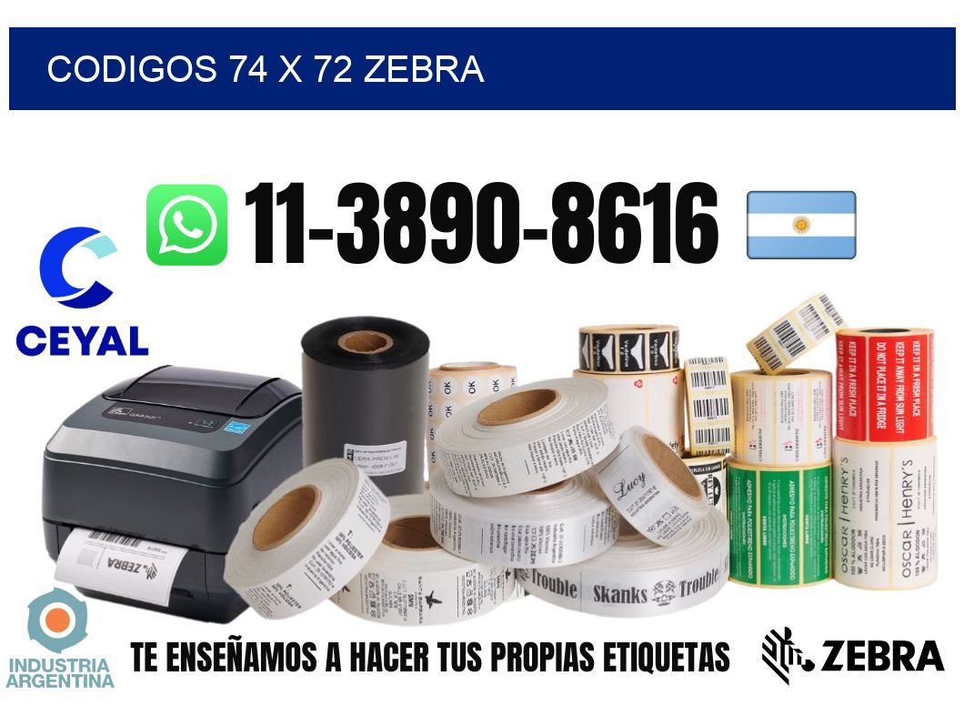 codigos 74 x 72 zebra