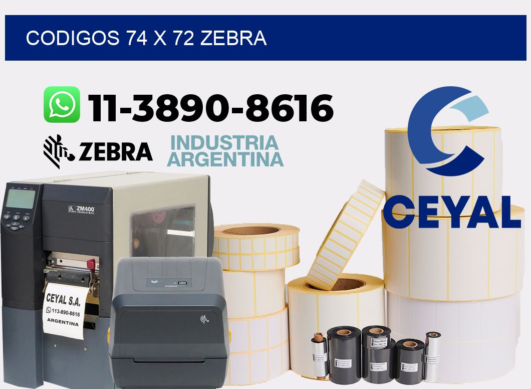 codigos 74 x 72 zebra
