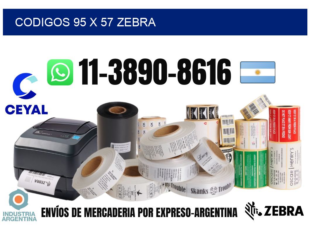 codigos 95 x 57 zebra