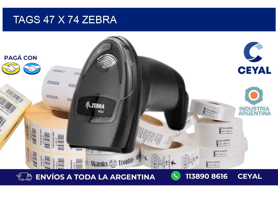 tags 47 x 74 zebra