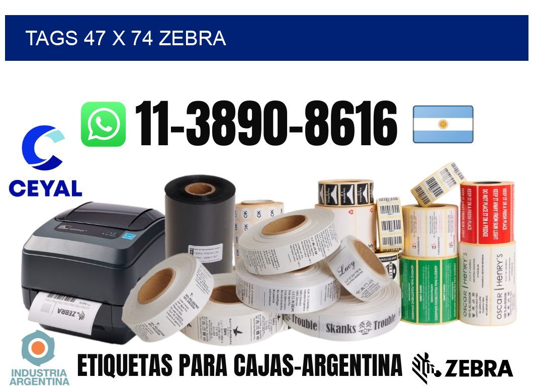 tags 47 x 74 zebra