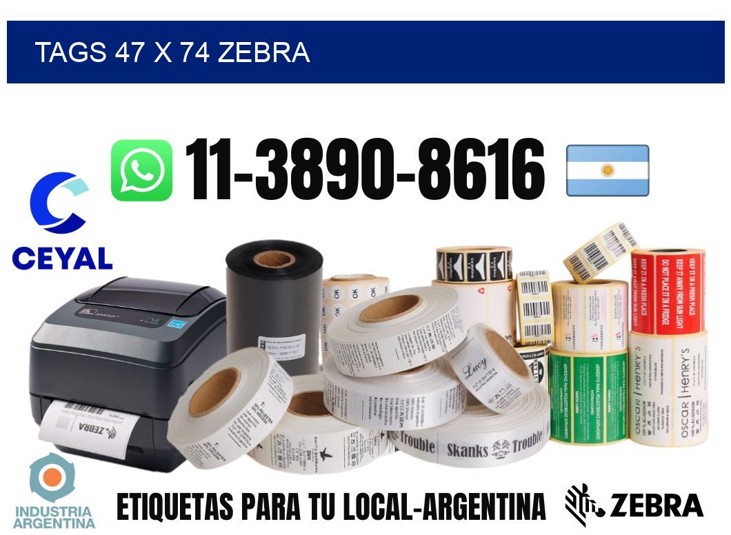 tags 47 x 74 zebra