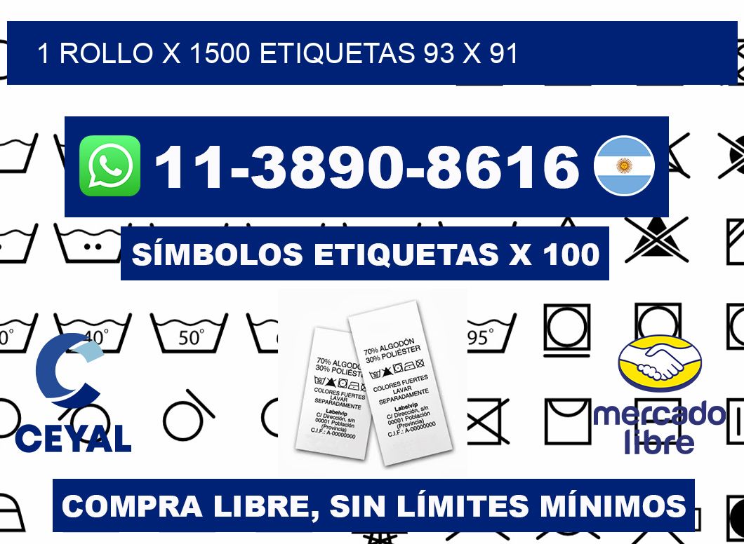 1 rollo x 1500 etiquetas 93 x 91