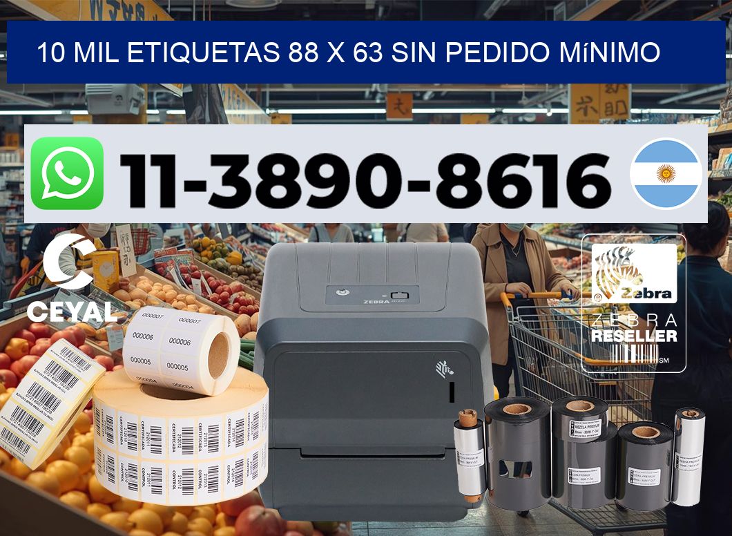 10 mil etiquetas 88 x 63 Sin pedido mínimo