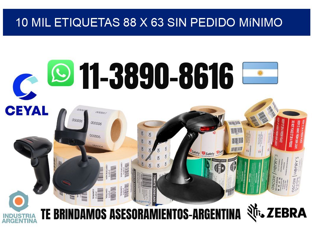 10 mil etiquetas 88 x 63 Sin pedido mínimo