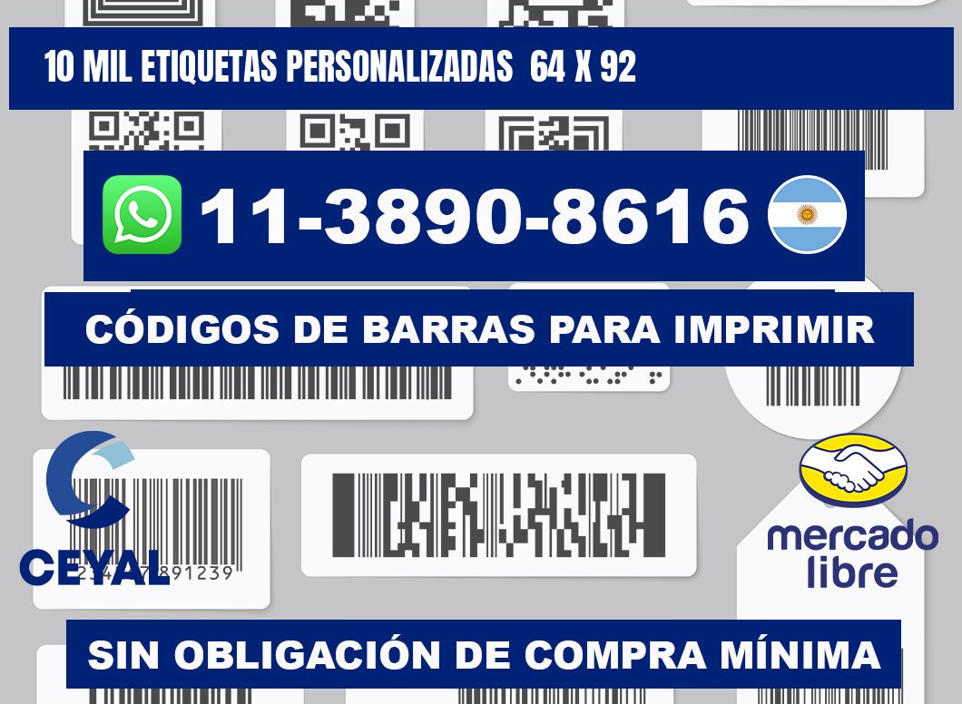 10 mil etiquetas personalizadas 64 x 92