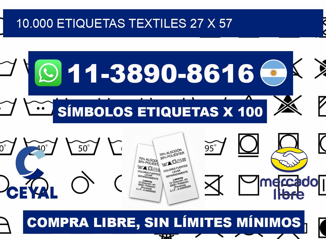 10.000 ETIQUETAS TEXTILES 27 x 57