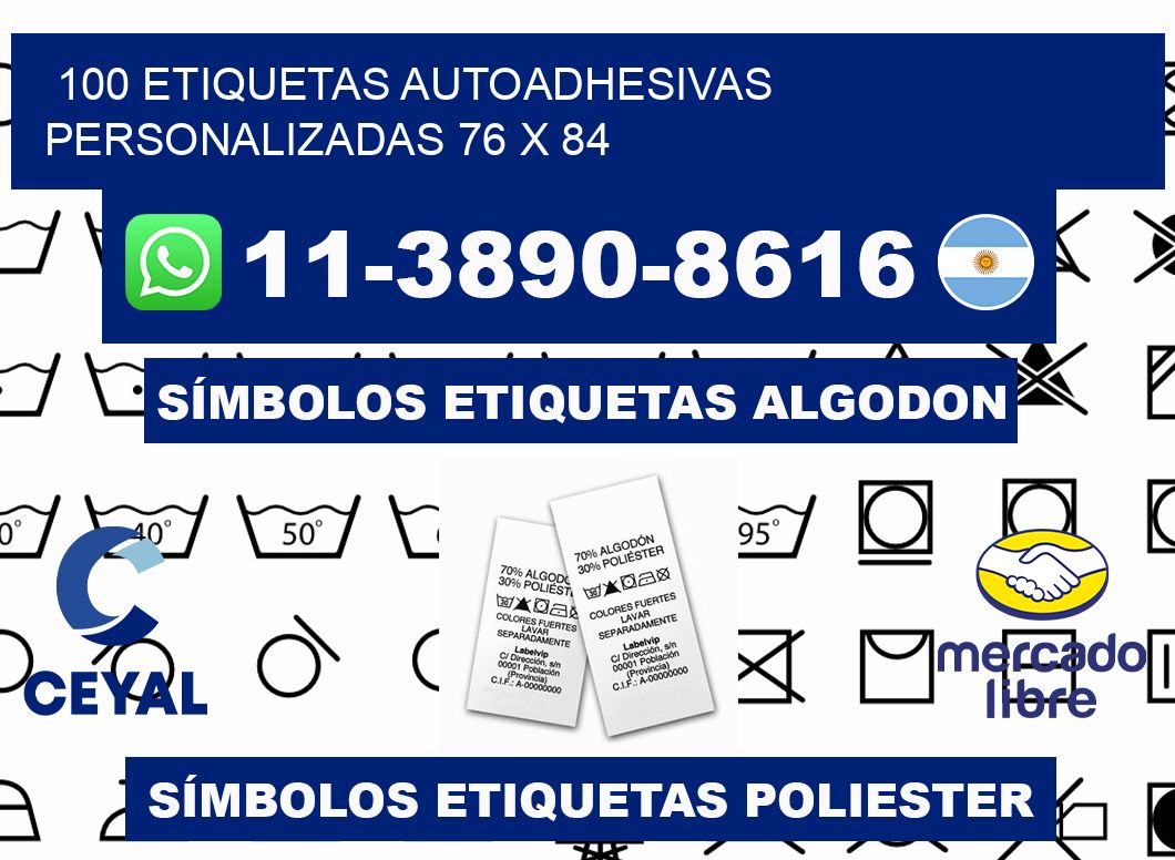 100 Etiquetas autoadhesivas personalizadas 76 x 84