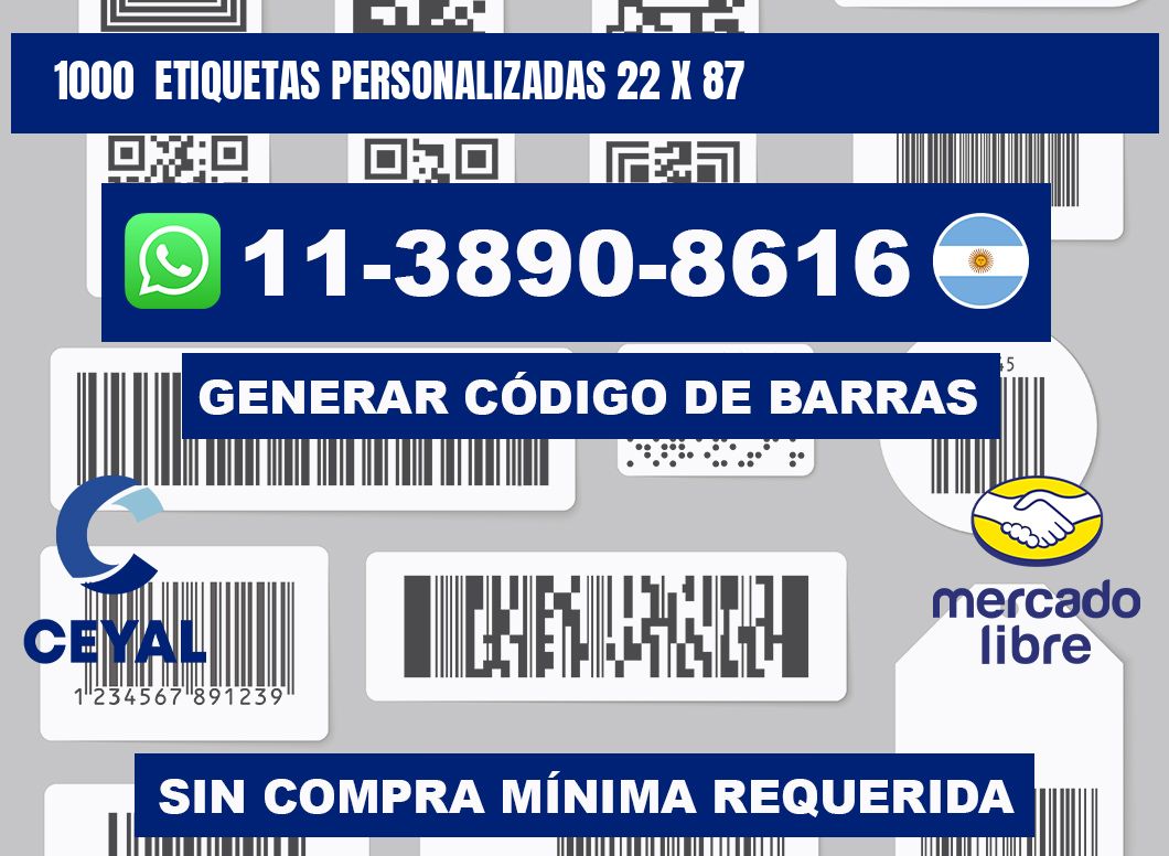 1000  ETIQUETAS PERSONALIZADAS 22 x 87