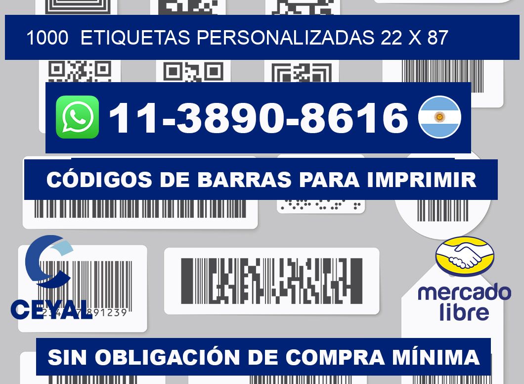 1000  ETIQUETAS PERSONALIZADAS 22 x 87