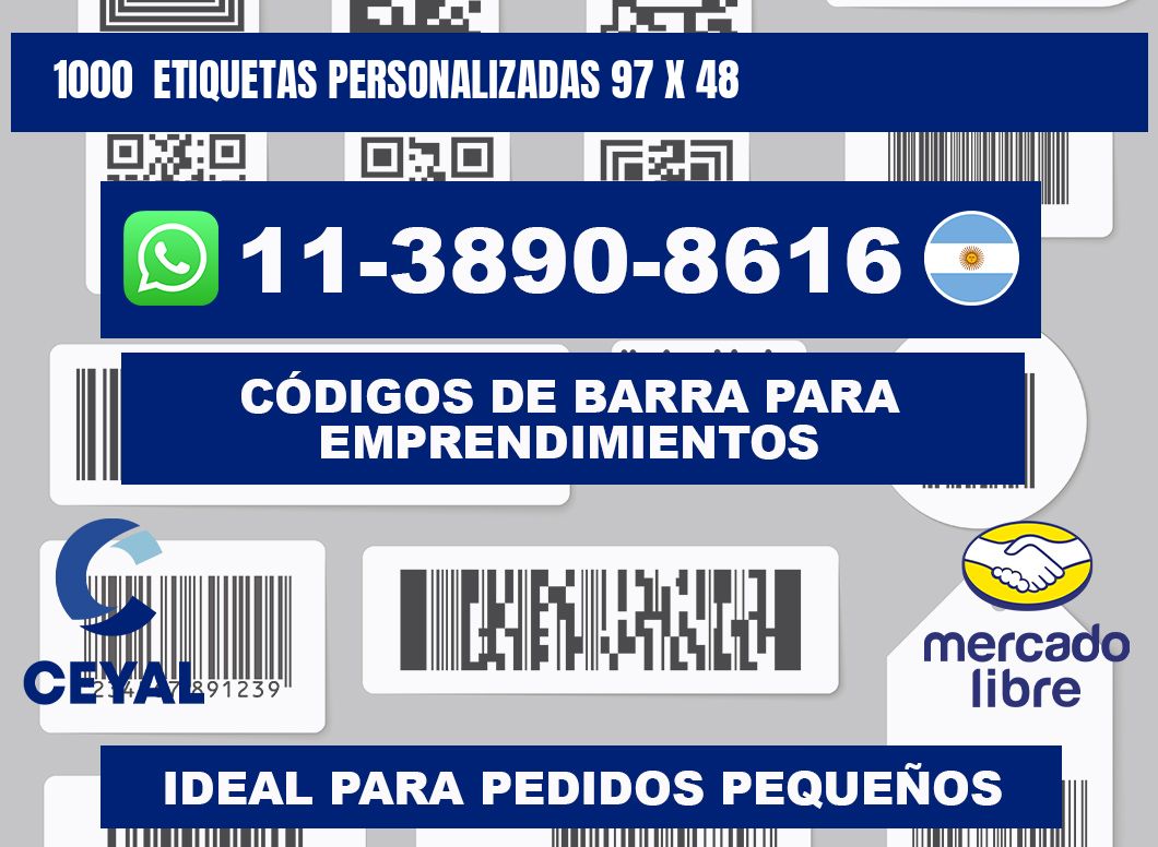 1000  ETIQUETAS PERSONALIZADAS 97 x 48