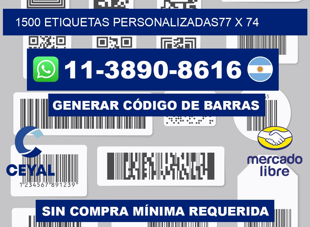 1500 ETIQUETAS PERSONALIZADAS77 x 74