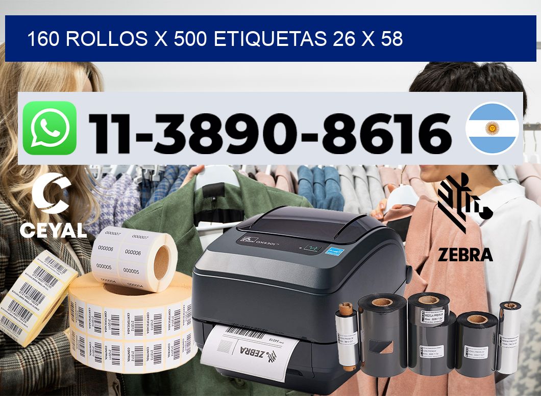 160 rollos x 500 etiquetas 26 x 58