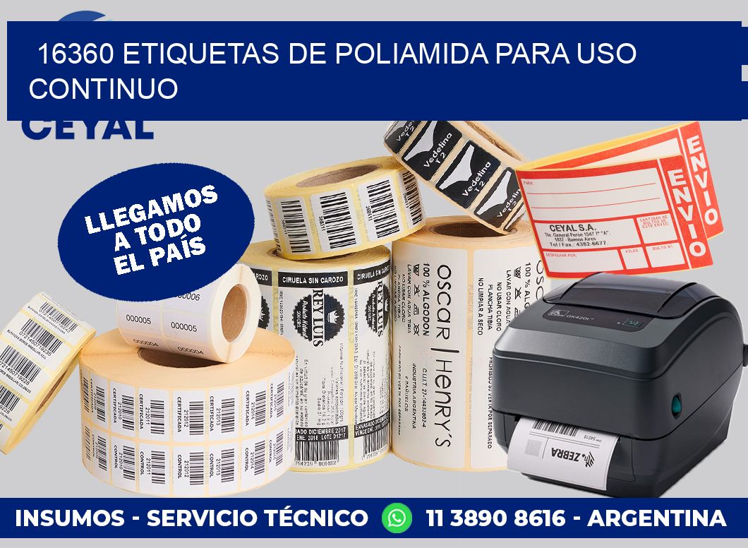 16360 Etiquetas de poliamida para uso continuo