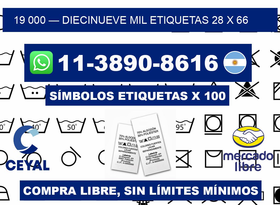 19 000 — diecinueve mil etiquetas 28 x 66