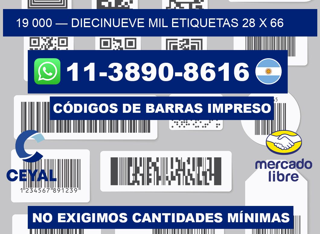 19 000 — diecinueve mil etiquetas 28 x 66