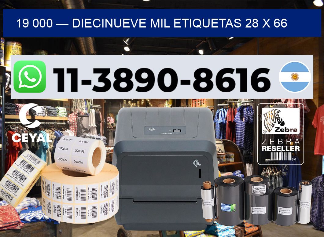 19 000 — diecinueve mil etiquetas 28 x 66