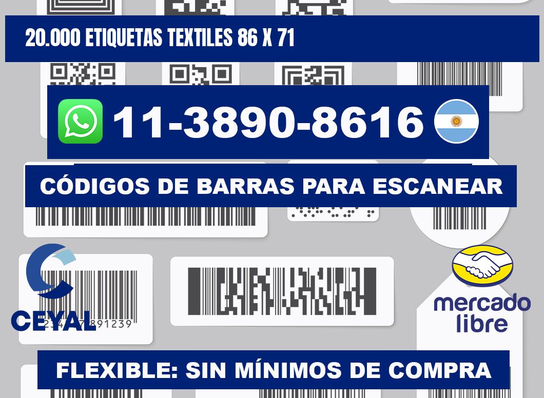 20.000 ETIQUETAS TEXTILES 86 x 71