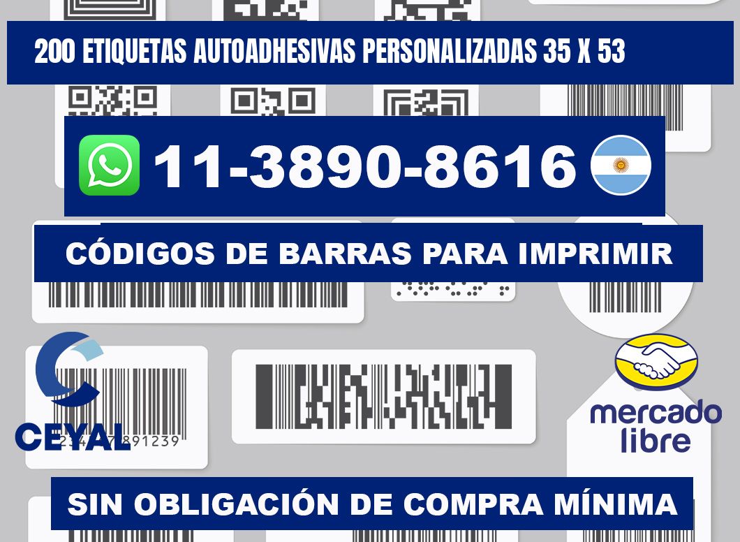 200 Etiquetas autoadhesivas personalizadas 35 x 53