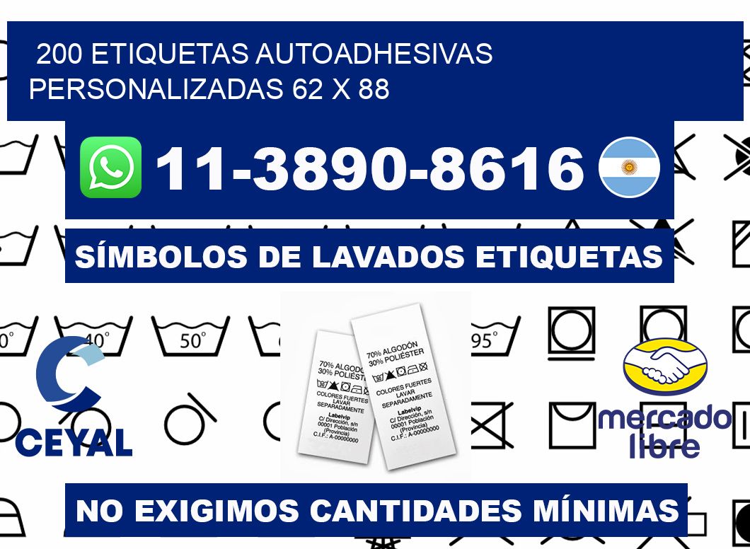 200 Etiquetas autoadhesivas personalizadas 62 x 88