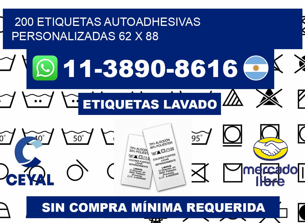 200 Etiquetas autoadhesivas personalizadas 62 x 88