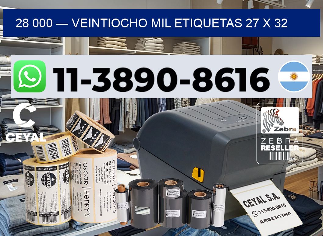 28 000 — veintiocho mil etiquetas 27 x 32