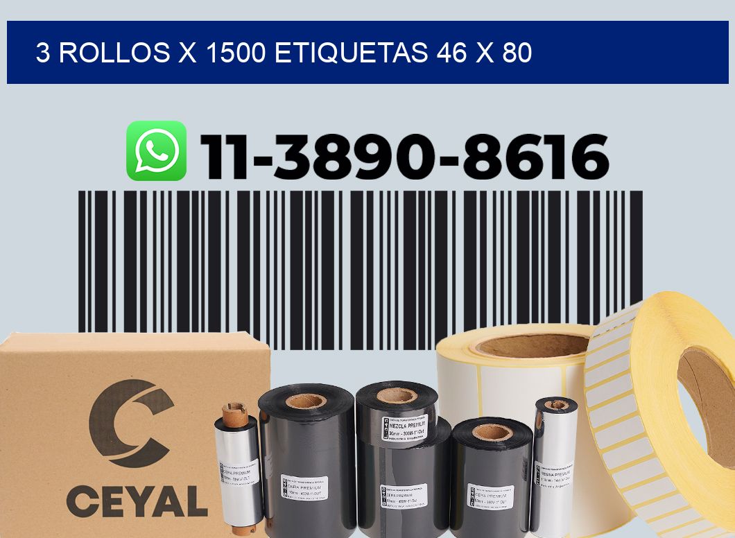 3 rollos x 1500 etiquetas 46 x 80