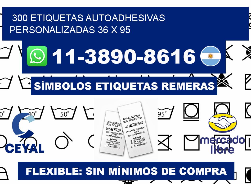 300 Etiquetas autoadhesivas personalizadas 36 x 95