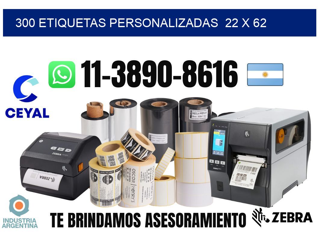 300 etiquetas personalizadas  22 x 62