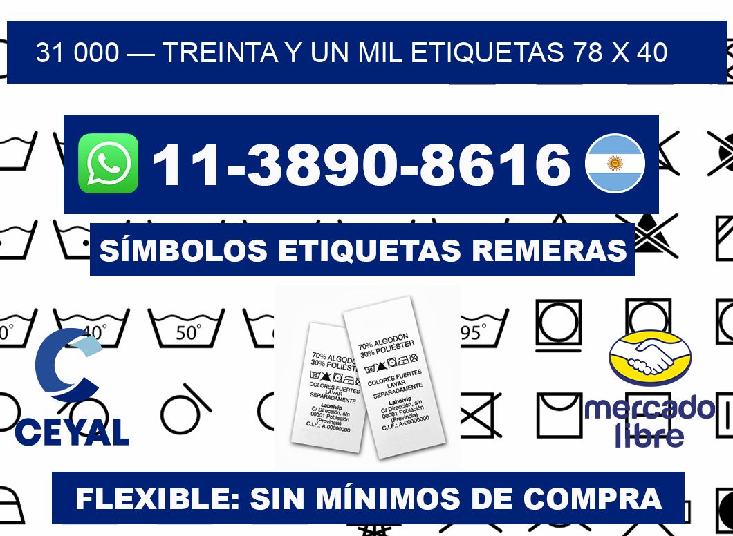 31 000 — treinta y un mil etiquetas 78 x 40