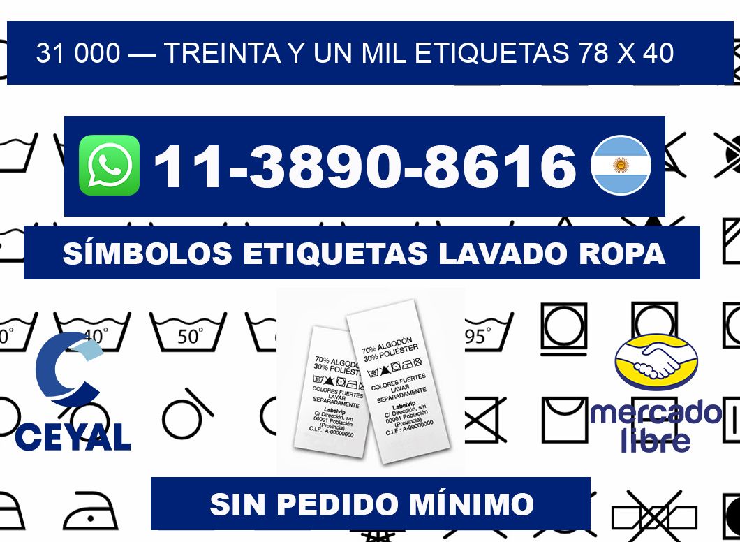 31 000 — treinta y un mil etiquetas 78 x 40