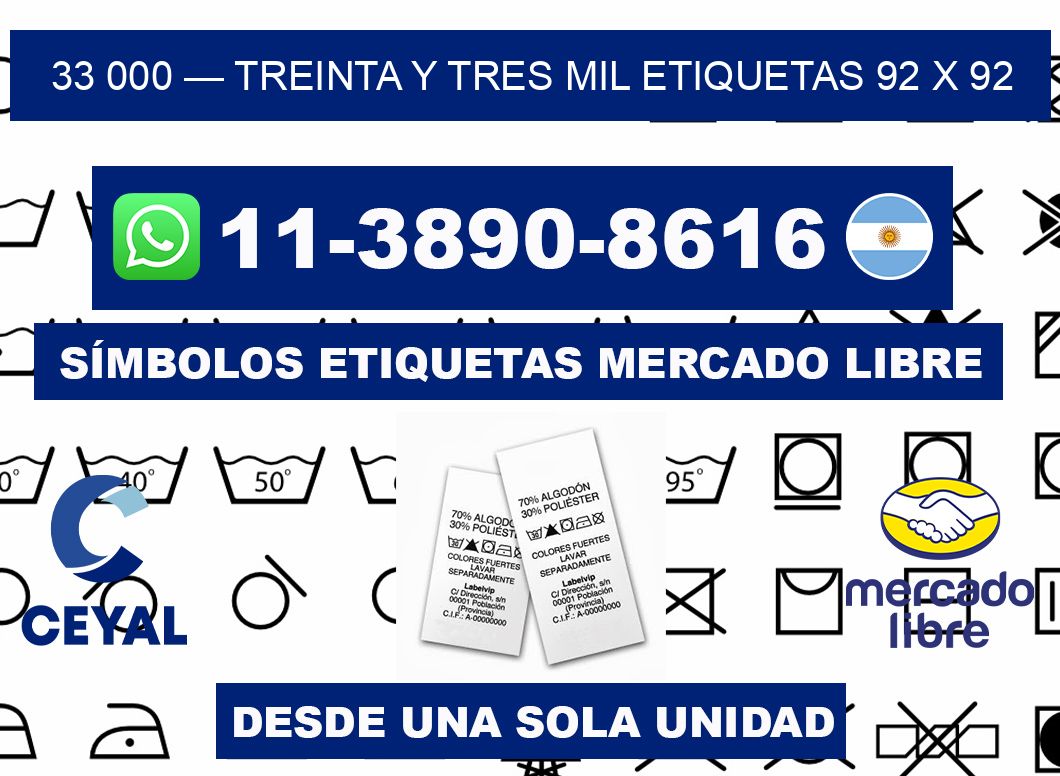 33 000 — treinta y tres mil etiquetas 92 x 92