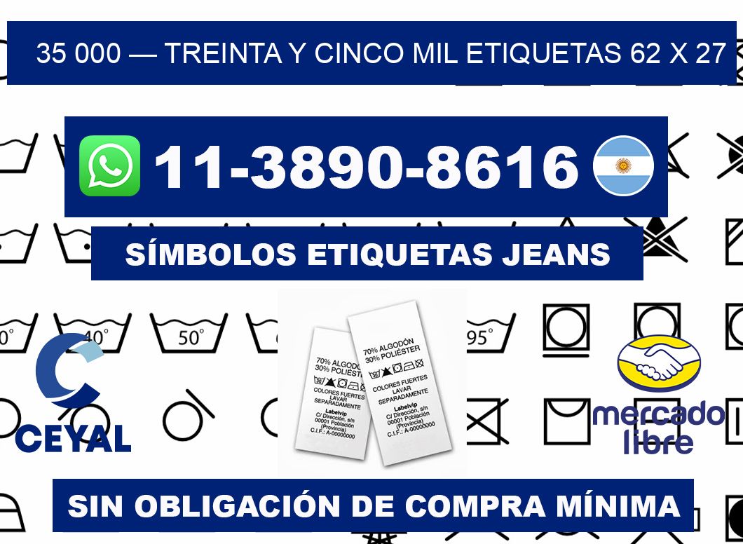35 000 — treinta y cinco mil etiquetas 62 x 27