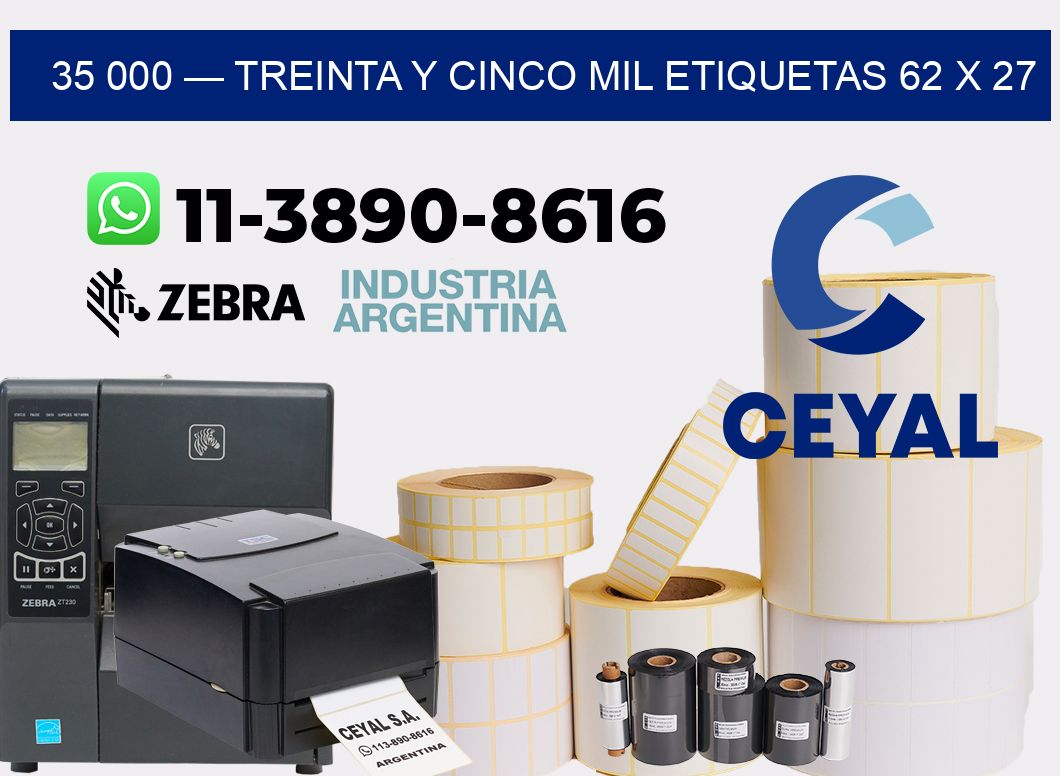 35 000 — treinta y cinco mil etiquetas 62 x 27