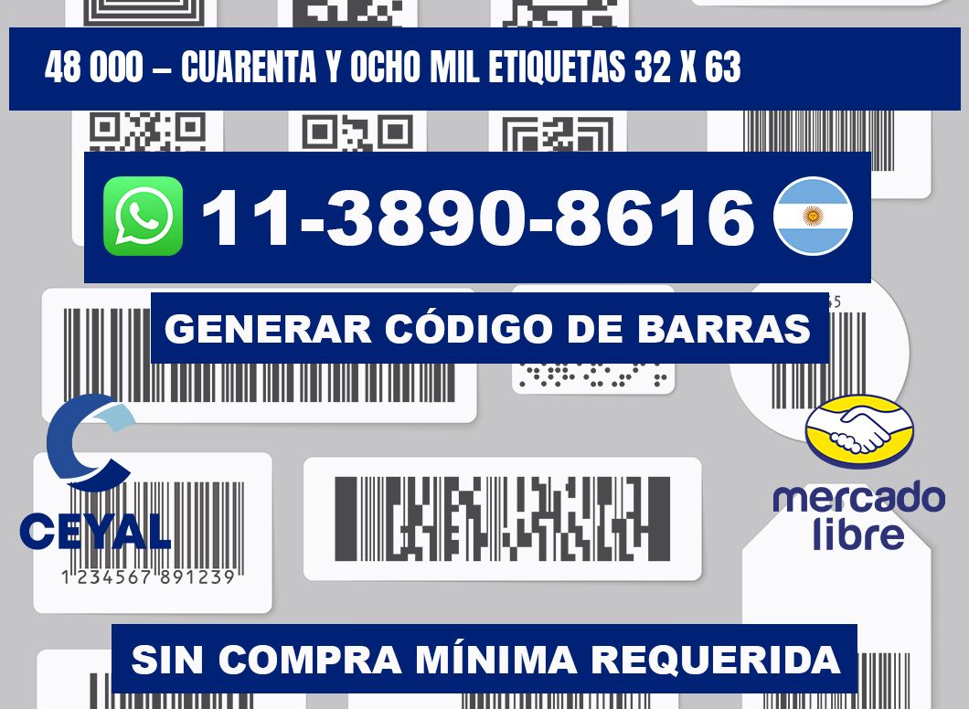 48 000 — cuarenta y ocho mil etiquetas 32 x 63