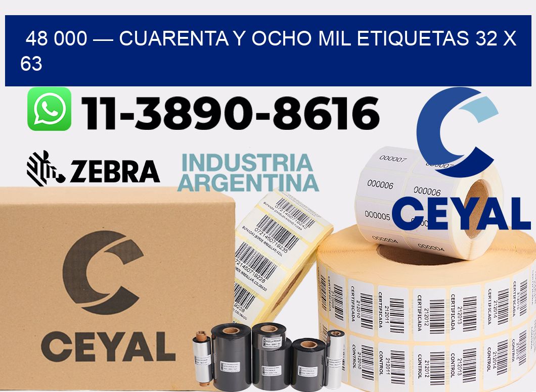 48 000 — cuarenta y ocho mil etiquetas 32 x 63