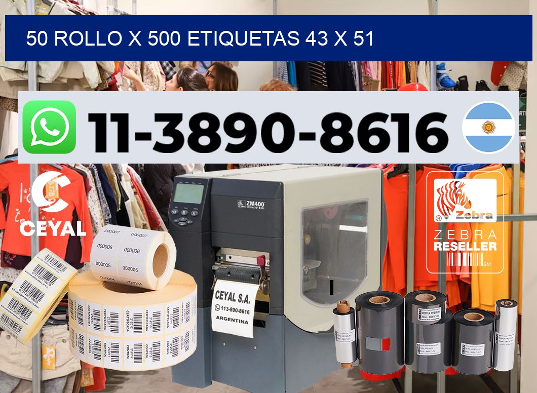 50 rollo x 500 etiquetas 43 x 51