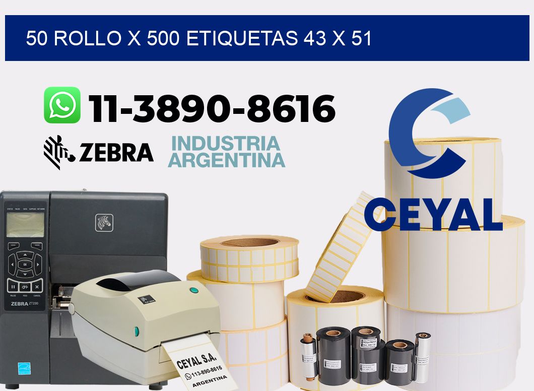 50 rollo x 500 etiquetas 43 x 51
