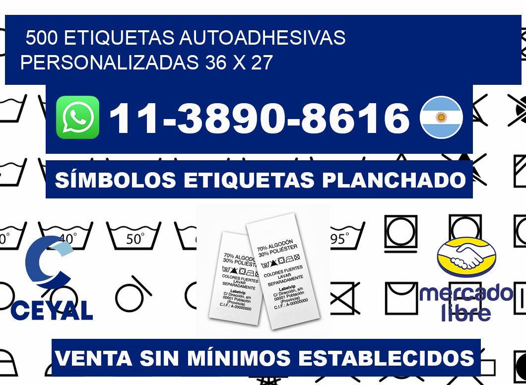 500 Etiquetas autoadhesivas personalizadas 36 x 27