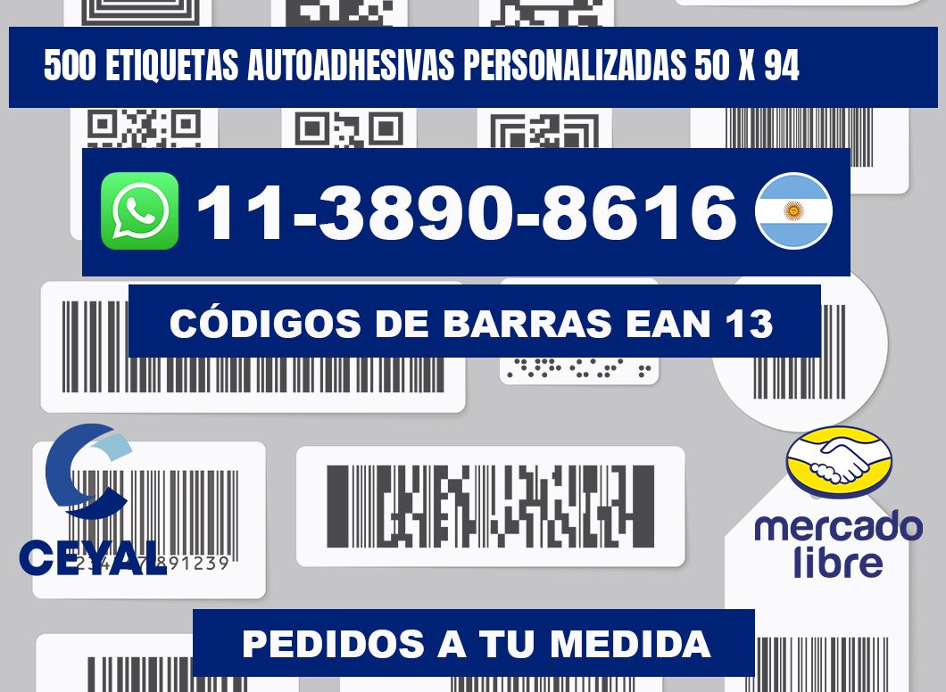 500 Etiquetas autoadhesivas personalizadas 50 x 94