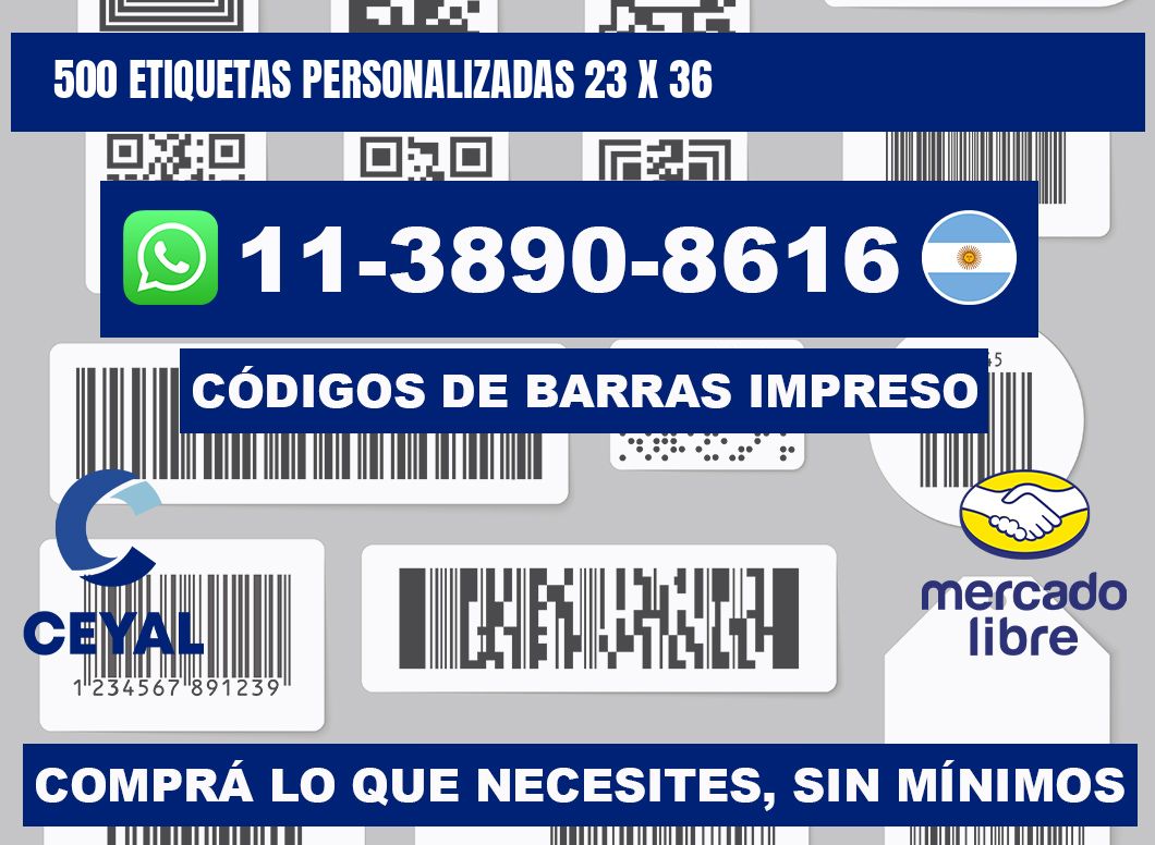 500 etiquetas personalizadas 23 x 36