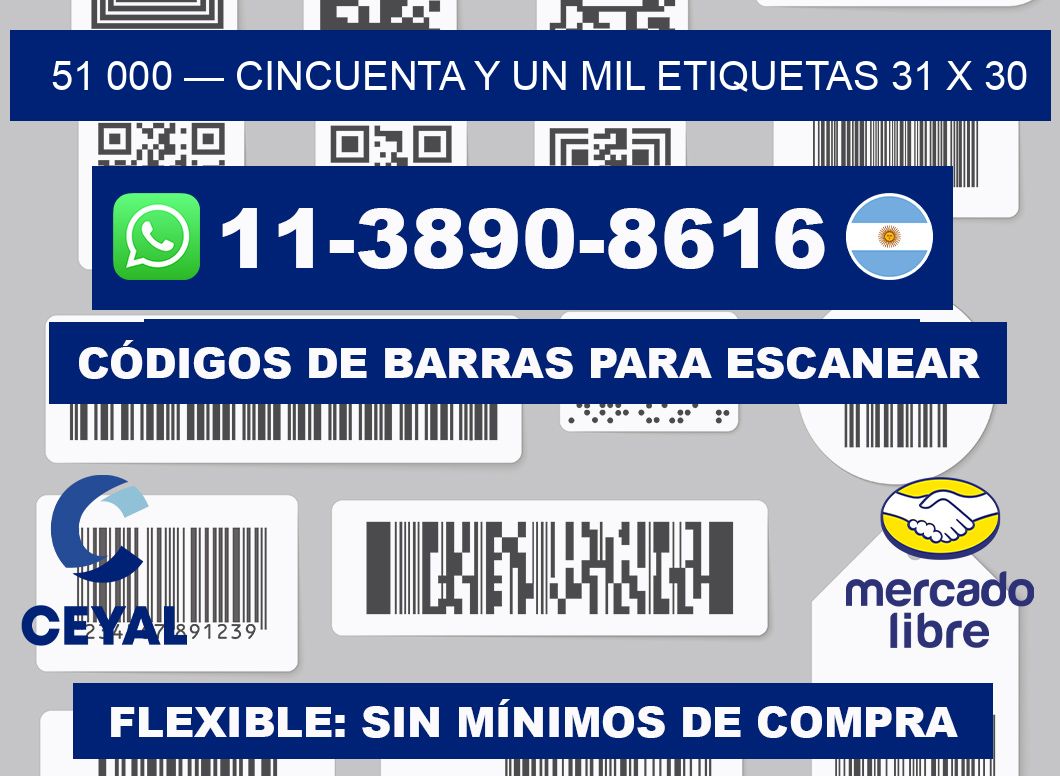 51 000 — cincuenta y un mil etiquetas 31 x 30