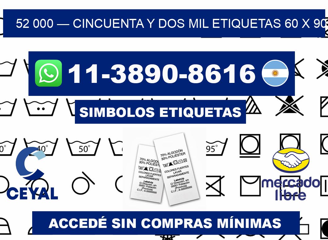 52 000 — cincuenta y dos mil etiquetas 60 x 90