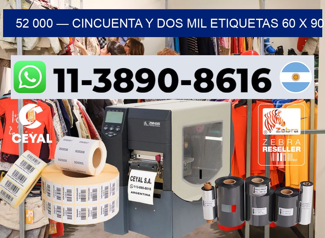 52 000 — cincuenta y dos mil etiquetas 60 x 90