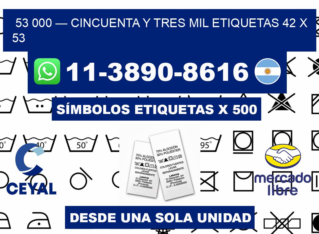 53 000 — cincuenta y tres mil etiquetas 42 x 53