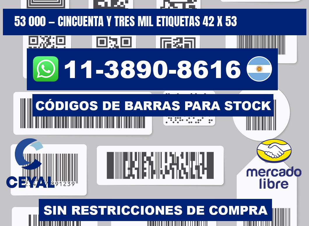 53 000 — cincuenta y tres mil etiquetas 42 x 53