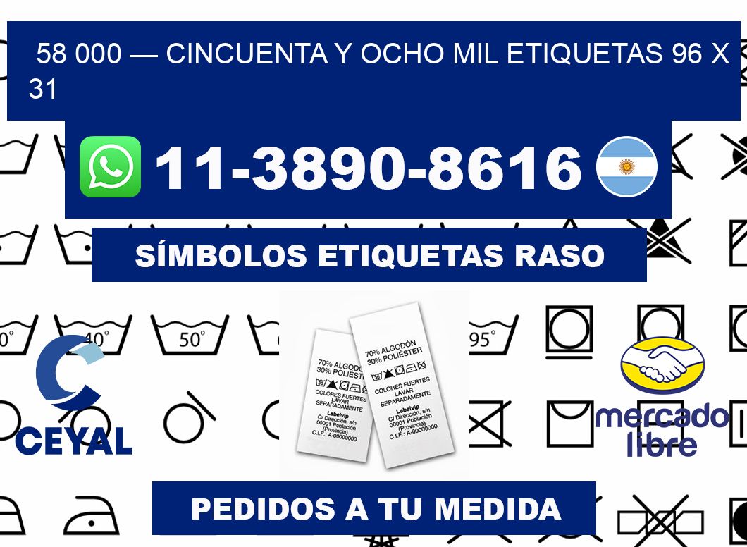 58 000 — cincuenta y ocho mil etiquetas 96 x 31