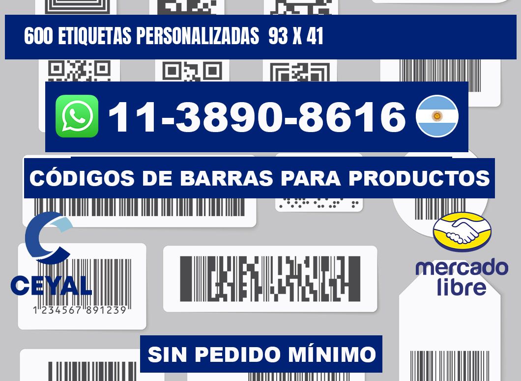 600 etiquetas personalizadas  93 x 41